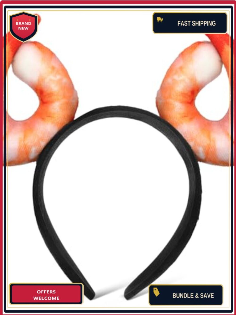 Funny Shrimp Hair Hoop Novelty Costume Headband for Parties & Photo Booth